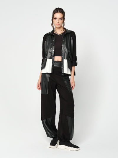 DERİ GARNİLİ GÖMLEK