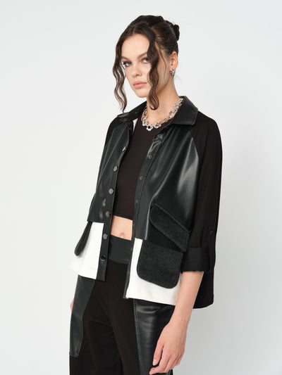 DERİ GARNİLİ GÖMLEK