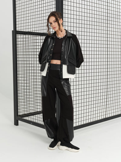 DERİ GARNİLİ GÖMLEK